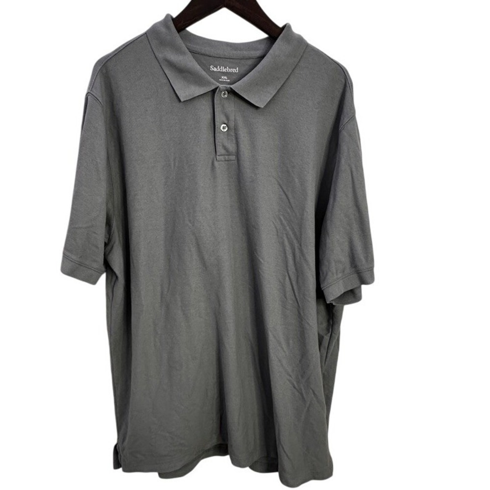 Saddlebred Mens XXL Gray Short Sleeve Polo Shirt Cotton Blend Solid Casual
